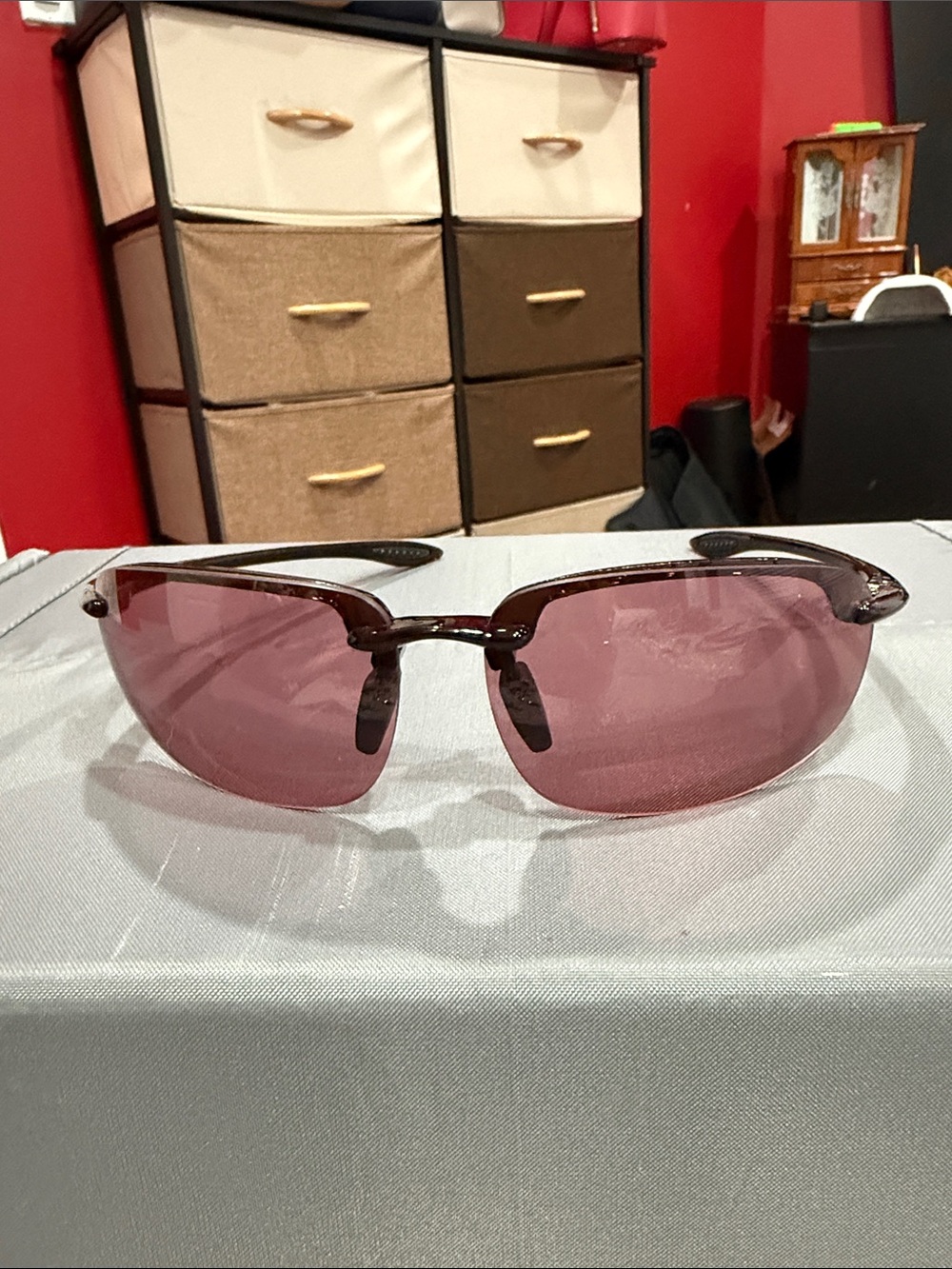 New Fashion Men/Women Polarized Sunglasses Rose Red Lens Brown Frame Outdoor